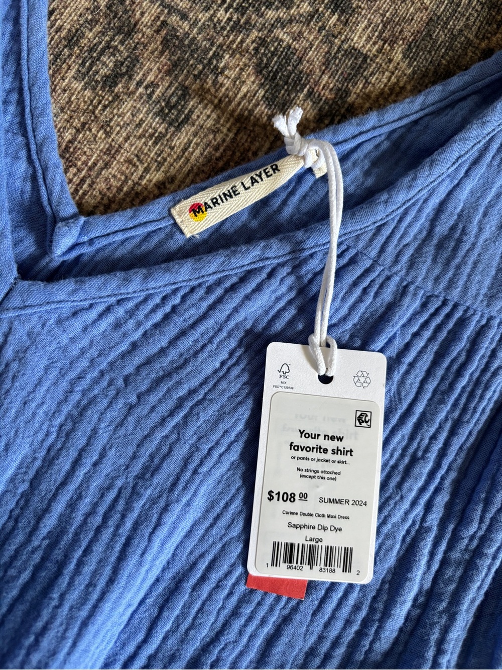 Marine Layer Corinne Blue Ombré Cotton Gauze Maxi Dress Size L - Picture 6 of 10